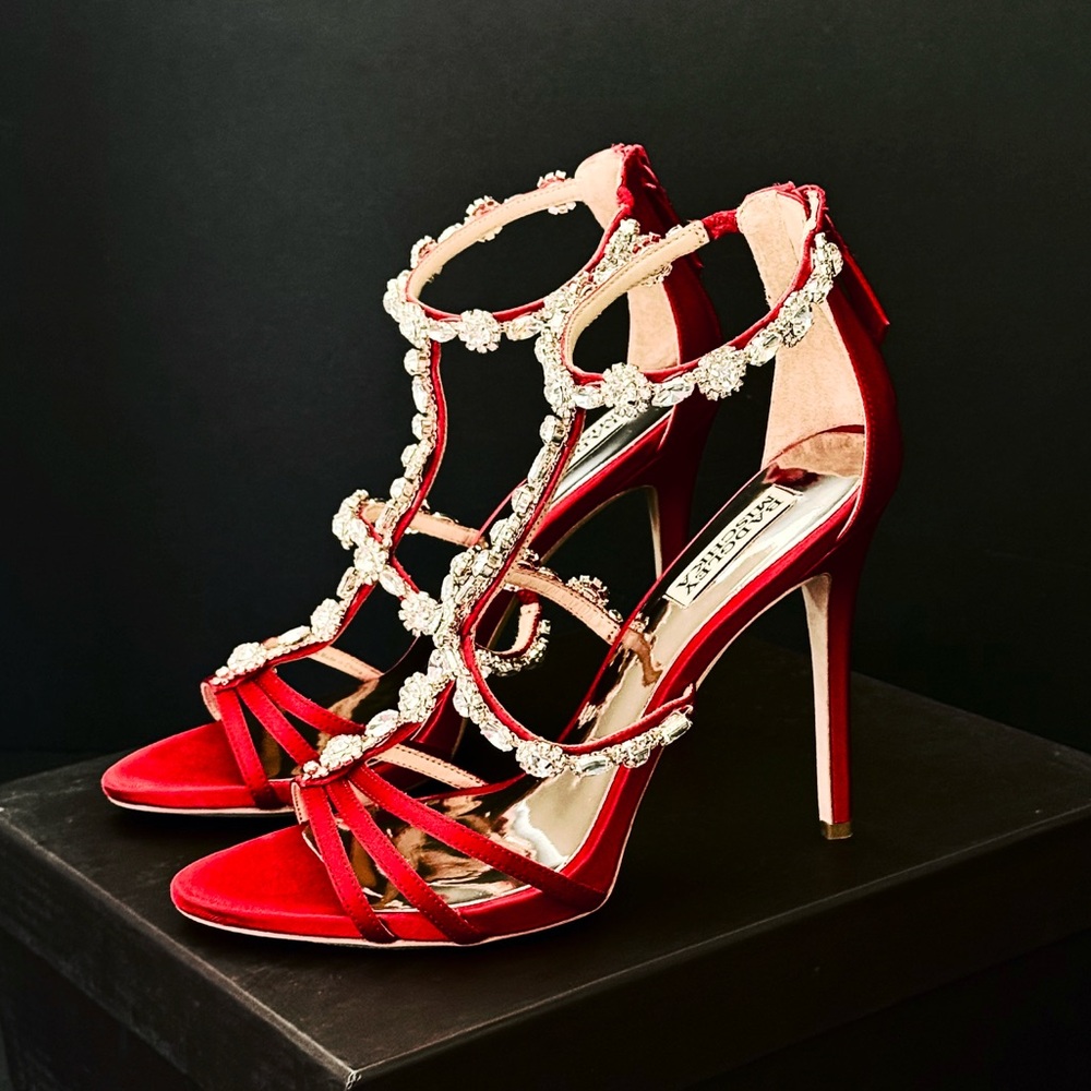 Badgley Mischka Red Crystal Stiletto Heals.